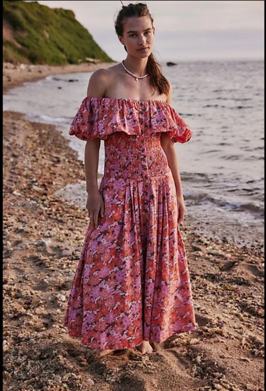 NEW Free People Lewis Maxi Dress Heat Wave Combo Multicolor Size L
